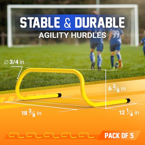 Yes4All Agility Speed Training Agility Hurdles for Athletes - 5 Pack - Speed and Agility Training Equipment for Soccer Basketball Football Hurdle Training - color: E. Set 5 Hurdles Yellow