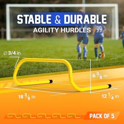 Yes4All Agility Speed Training Agility Hurdles for Athletes - 5 Pack - Speed and Agility Training Equipment for Soccer Basketball Football Hurdle Training - color: E. Set 5 Hurdles Yellow