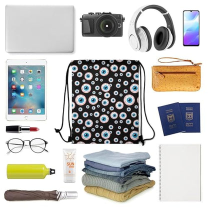 Beam Bag Large Capacity Drawstring Backpack for Volleyball Baseball Sports Workout Gear Travel Men Women, Trippy Eyeballs Pattern Bags - color: Picture (374)