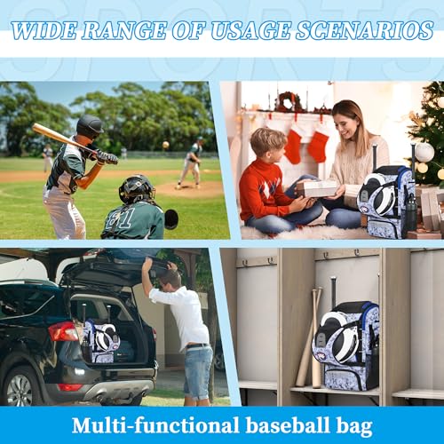 VBK Softball Bag for Girls,Kids Baseball Bag,Baseball Backpack for Boys,Tball Bag,Softball Equipment with Shoes and Ball Compartment - color: Blue
