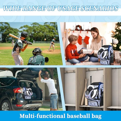 VBK Softball Bag for Girls,Kids Baseball Bag,Baseball Backpack for Boys,Tball Bag,Softball Equipment with Shoes and Ball Compartment - color: Blue