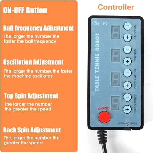 Ping Pong Robot Machine, Automatic Table Tennis Ball Serving Trainer, Adjustable Spin Frequency, Remote Control, for Home School Practice