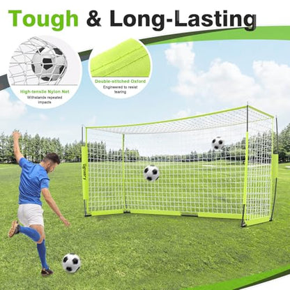 Portable Soccer Goal, Detachable 12x6 FT Soccer Goals Net for Backyard, Quick Setup Training Equipment with 1 Carry Bag, 12 Training Cones