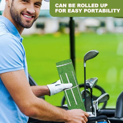 Silipull Golf Putting Mats Practice Indoor 30 x 8.27 Inch Golf Putting Practice Training Aid Alignment Track Green Mat Exercise Putter Training Supplies - color: Green
