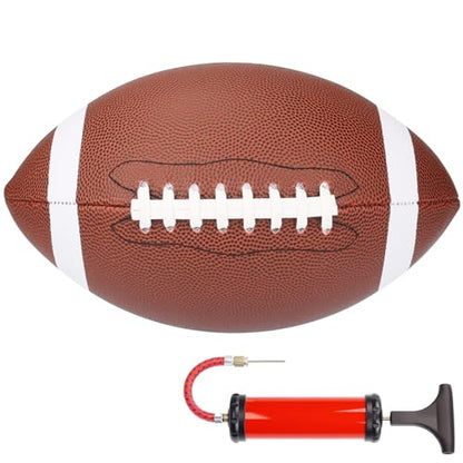 Official & Junior Size Football, PU Leather American Football with Deep Pebble Grip, Training Football with Pump for Practice & Game Play - size: Official Size (Ages14+)