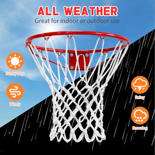 Basketball Net Replacement – Heavy Duty All-Weather Anti-Whip Basketball Hoop Net, 12 Loops, Fits Standard Indoor & Outdoor Rims,Basketball Accessories, Rim Not Included - size: 1 PC, style: white