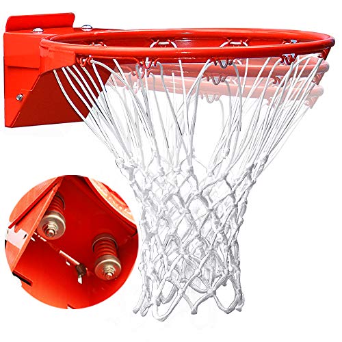 Professional 180º Heavy Duty Breakaway Basketball Rim，18 inch Flex Rim Goal Replacement Fits 5"x5", 5"x4", 4"x3"，5"x3" Hole Pattern Backboard - color: 2-Double spring