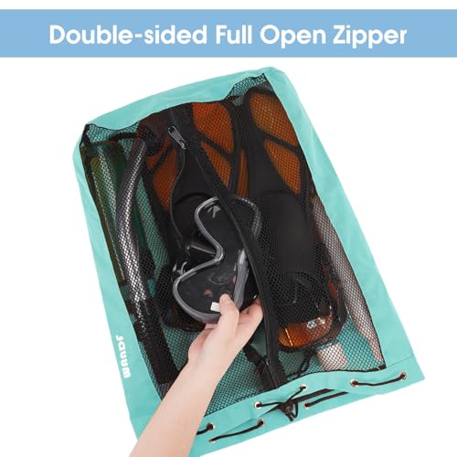 WANDF Swim Bag Mesh Drawstring Backpack Beach Backpack for Swimming, Gym, and Workout Gear - color: Mint Green