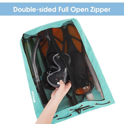 WANDF Swim Bag Mesh Drawstring Backpack Beach Backpack for Swimming, Gym, and Workout Gear - color: Mint Green