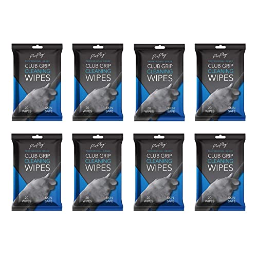 ProPlay Club Grip Cleaning Wipes | Powerful Cleaner Removes Grime, Dirt, and Sweat | Restore Tackiness of Golf Club Grips | Convenient, Resealable Pack - Unscented 8 Pack - size: 20 Count (Pack of 8)