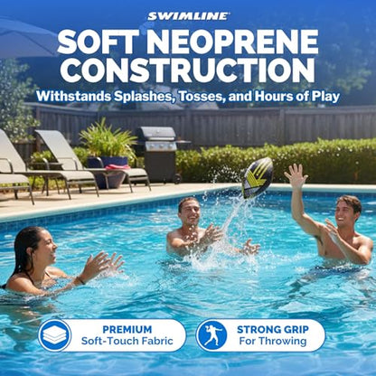 SWIMLINE Neoprene Pool & Beach Accessory for Active Group Play, Backyard Games, and Water Sports – Waterproof Soft Football, Black & Yellow, 10.5" - style: Neoprene Pool Football