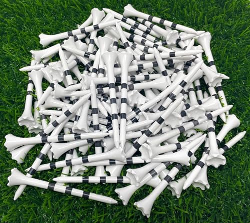 NorthPointe 3 ¼” Plastic Golf Tees – White with Black Stripes - 100 Golf Tees Plastic in Bulk