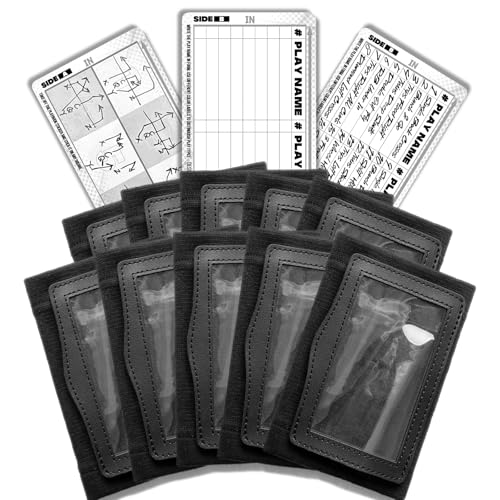 1NMORE Youth Football Wristbands for Plays, Quarterback Playbook Wrist Coach, Softball Wristbands with Cards Black - color: 10 Pack, size: Medium