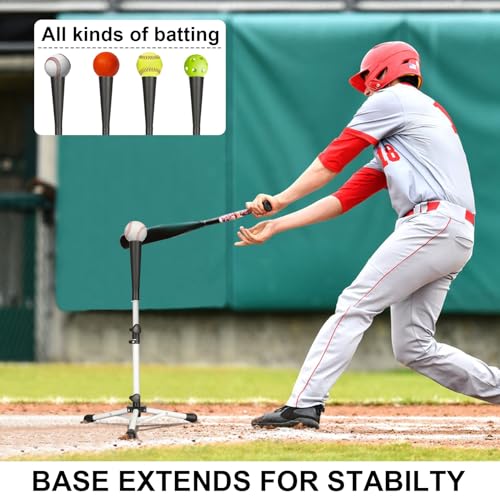 Baseball Tee Batting Tee Softball Tee Portable Travel Hitting Tee,Easy Adjustable Height,Stable Tripod Stand - color: White, style: Tee