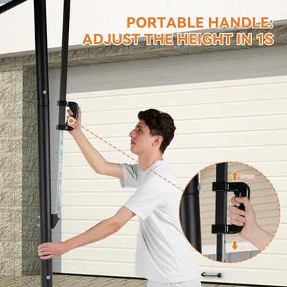 Basketball Hoop Outdoor, Height Adjustable, Portable Basketball Hoop & Goal with Fillable Base & 2 Wheels, Backboard for Backyard/Driveway/Indoor