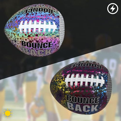 BOUNCEBACK Training Football, Youth Size & Official Size, Fatherless Football PassCatch Solo Enhancing Passing Catching(with Pump) - style: Holographic-7#(Ages 5-14)