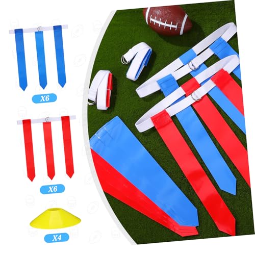 SUPVOX 16Pcs Flag Football Training Set with Adjustable Belts and Cones for Adults Includes Drawstring Bag for for Beginners and Practice
