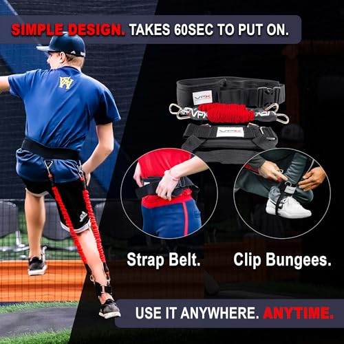 VPX Baseball Harness. Adds 4-6MPH Velocity & Power. Improves Hitting and Pitching Mechanics. Use in any Drill. Pro to Youth - size: Waist MED (22" - 34"), style: Height Med (5'2" - 6'0")