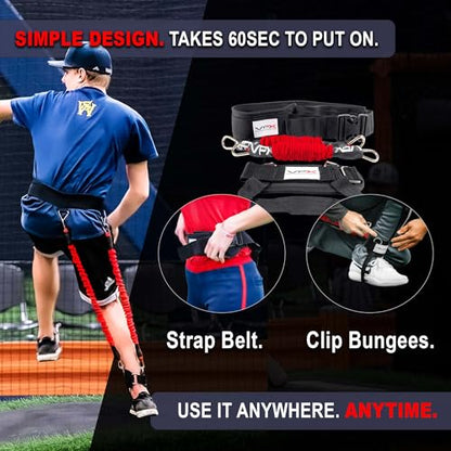 VPX Baseball Harness. Adds 4-6MPH Velocity & Power. Improves Hitting and Pitching Mechanics. Use in any Drill. Pro to Youth - size: Waist MED (22" - 34"), style: Height Med (5'2" - 6'0")