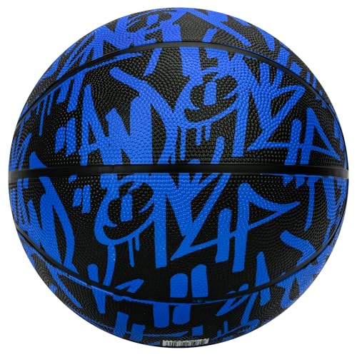 AND1 Street Ink Rubber Basketball: Official Regulation Size 7 (29.5 inches) Rubber Basketball - Deep Channel Construction Streetball, Made for Indoor Outdoor - color: Blue