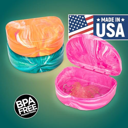 Practicon Marble Retainer Cases, Orthodontic Aligner Case, Mouth Guard Holder (3 Pack) Oasis - color: Oasis