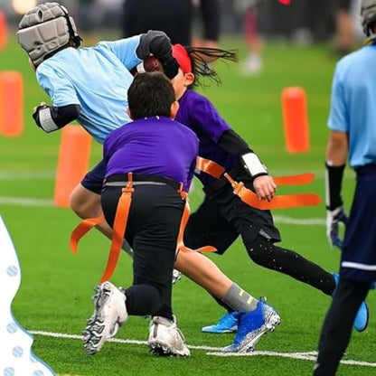 Junkin 6/8/10 Players Flag Football Sets Adjustable Football Belts and Flags for Youths Teens Kids Adults Players Sports Team - color: Orange,black