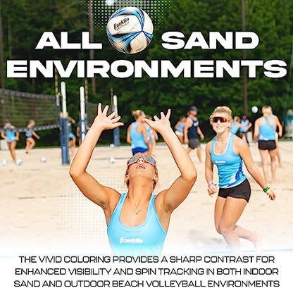 Franklin Sports Pro Beach Volleyball Ball - Kerri Walsh Jennings 9000 Beach Game Sand + Outdoor Volleyball - Competition Ball for Sand + Outdoor Courts - Hand Sewn Synthetic Leather