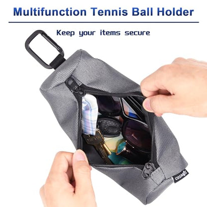 Cosmos Pickleball Ball Holder, Portable Carrying Storage Bag with Hook, Travel Accessory Pouch Holds 3 Pickleball Balls - color: Gray