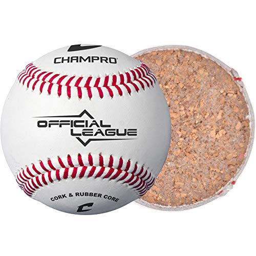 Champro CBB-90 Durahide Cover Baseballs with Optic Blue Bucket – 30 Balls and one Rods Can Sleeve