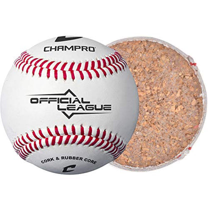 Champro CBB-90 Durahide Cover Baseballs with Optic Blue Bucket – 30 Balls and one Rods Can Sleeve