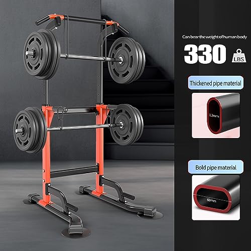 Z ZHICHI Pull Up Dip Station For Home Gym Strength Training Fitness Workout Station Chin-Ups Push-Ups Pull-Ups Dip-Ups 330LBS T055CDC - color: orange