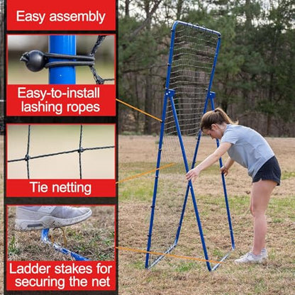 7x4 Ft Volleyball Rebounder Net, Adjustable Pitchback Trainer for Solo Fielding, Volleyball Training Equipment, Bounce Back Net for Volley Ball Practice