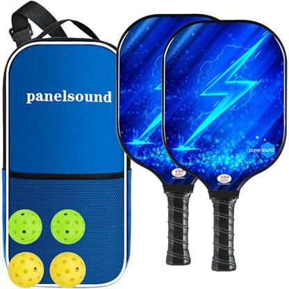 Pickleball Paddles Set of 2 or 4, USAPA Approved Fiberglass Pickleball Racket Set with 4 Outdoor Pickleballs and 1 Carrying Case - color: 2 Pack-Lightning