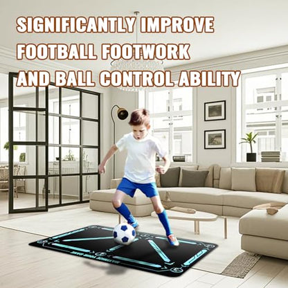 Soccer Training Equipment,Soccer Training Mat Improve Strength,Agility and Coordination,Anti-Slip Silent Absorption Soccer Footwork Training Mat,Soccer Trainer for Indoor/Outdoor Drills - style: Training Set 35*23 IN - B