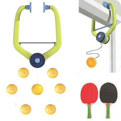 Door Pong Game Set,Hanging Table Tennis Trainer Portable Set with 2 Pcs Racket & 6 Pcs Balls, Adjustable Portable Table Tennis Exerciser for Indoor Fun (Wooden Racket)