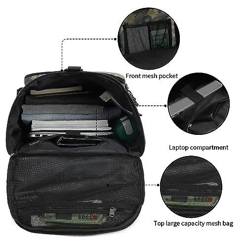 Floral gym duffel bag backpack, fashion wrestling bag,with shoe compartment, 4 kinds of back method waterproof travel sports walking laptop Lightweight (A-Camouflage) - color: A-Camouflage