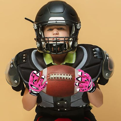 AIGEVTURE Youth Football Gloves Kids Receiver Gloves Sticky Football Gloves for Boys Girls - color: Pink, size: Youth XL&Adult S