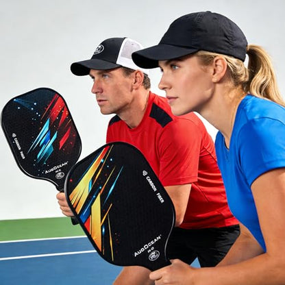 Pickleball Paddle,Pickleball Paddles-3K Raw Carbon Fiber Pickle Ball Paddle Surface with Great Grit & Spin,T700 Pickleball Racket with Excellent Power,Control and Balance,USAPA Approved - color: Yellow Blue