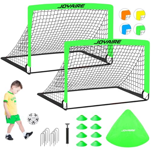 Pro-Grade Kids Backyard Soccer Goal, Tear-Resistant 5-Layer Polyester Soccer Net & 10mm Poles for Maximum Durability, 4x3ft/6x4ft/7x5ft, Pop Up Portable Soccer Training Equipment Set with Size 4 Ball - size: 4 ft x 3ft, style: Green