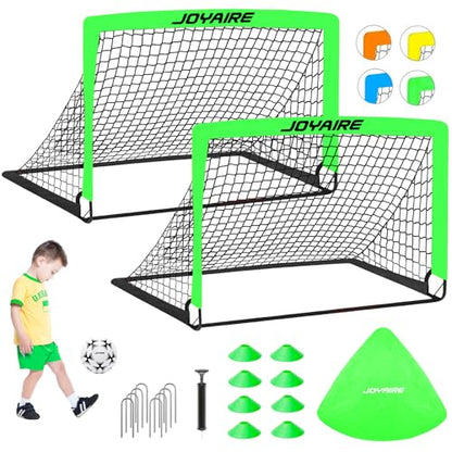 Pro-Grade Kids Backyard Soccer Goal, Tear-Resistant 5-Layer Polyester Soccer Net & 10mm Poles for Maximum Durability, 4x3ft/6x4ft/7x5ft, Pop Up Portable Soccer Training Equipment Set with Size 4 Ball - size: 4 ft x 3ft, style: Green