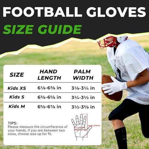 HANDLANDY Youth Football Gloves, Kids Sticky Receiver Gloves,Super Grip Football Glove Best Gift for Boys,Girls - color: Cream White, size: X-Small-Youth