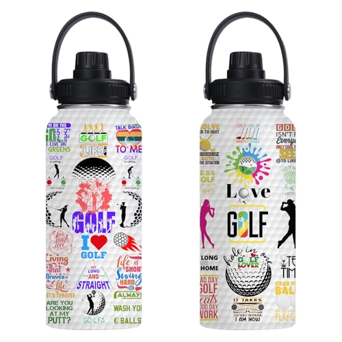 Golf Water Bottle 32oz Stainless Steel Tumbler Insulated Bottles For Men Women,Gifts for Golf Lover Women Girls Friends Teens Birthday Christmas - color: Golf