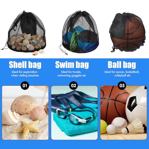 2Pcs Nylon Single Ball Bag, Lightweight Volleyball Ball Bag with Hook, Drawstring Sling Backpack for Soccer, Basketball, Football - color: Black