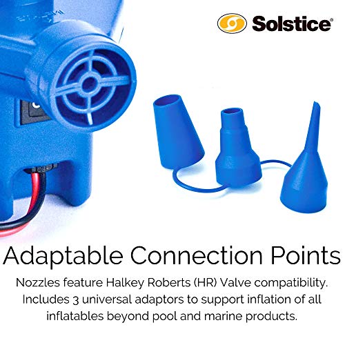 SOLSTICE High-Performance Electric Inflatable Pump | Compact & Portable 12V Inflator for Pool Toys & Airbeds | 12V Car Adapter Model