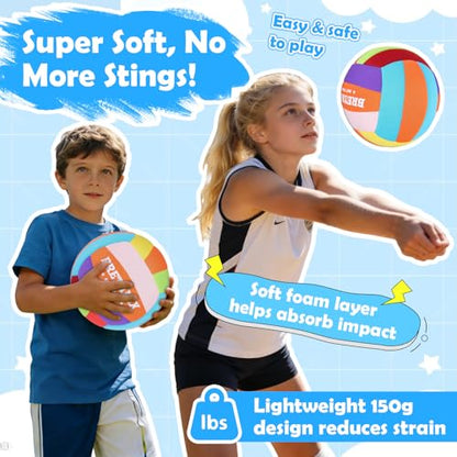 Soft Indoor Volleyball for Practice – Super Soft Foam Ball with Fabric Cover, Lightweight Training Volleyball for Indoor Home Play, Ideal for Boys & Girls, Youth, Beginners