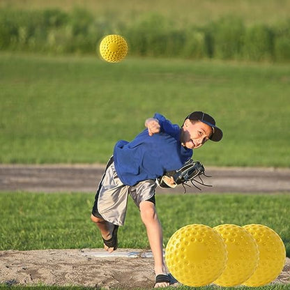 12 Pcs Yellow Dimpled Softballs, 12-Inch Pitching Machine Ball Softballs for Indoor/Outdoor, Hitting and Fielding Practice Foam Sport
