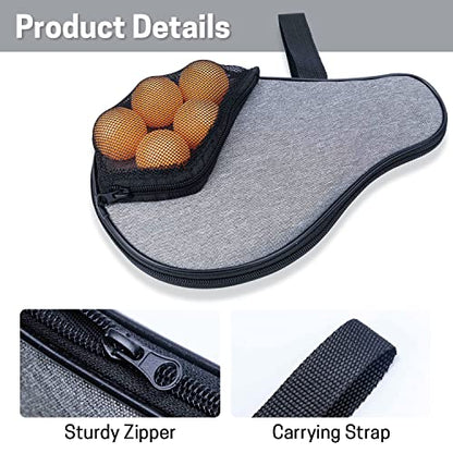 VISEMAN Table Tennis Racket Cover, Ping Pong Paddle Case, Portable Waterproof Table Tennis Bat Bag to Hold 2 Paddles 5 Balls