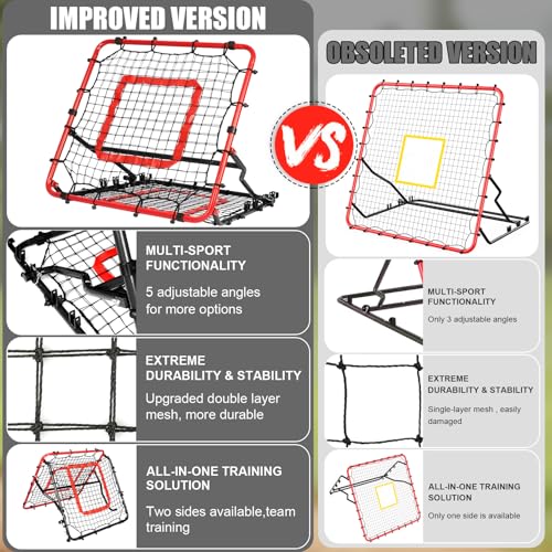 Storgem Baseball Softball Rebounder Net, Pitch Back Rebound Net,Soccer Rebound Net, Fielding Rebounder,Double Sided Adjustable Multi-Sports Pitching Rebound Net for Throwing Practice