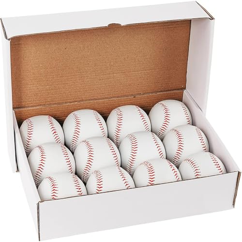 Bucket of Training Baseballs - Standard Size, 12 Pack Unmarked & Blank 9 inch for Practice & League Play,Autographs, Pitching,Gifts