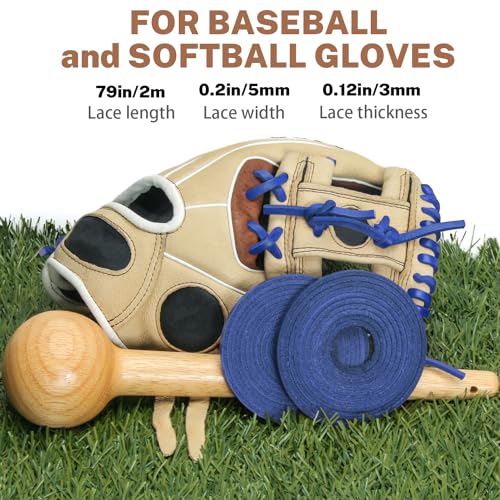 Softball Baseball Glove Lace, Mitt Lace Repair Kit Includes 2 Leather Laces and Lacing Needle for Catcher's Glove - color: Blue